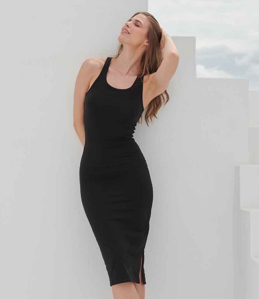 SF Clothing SK114 Ladies Racer Back Midi Dress in Black