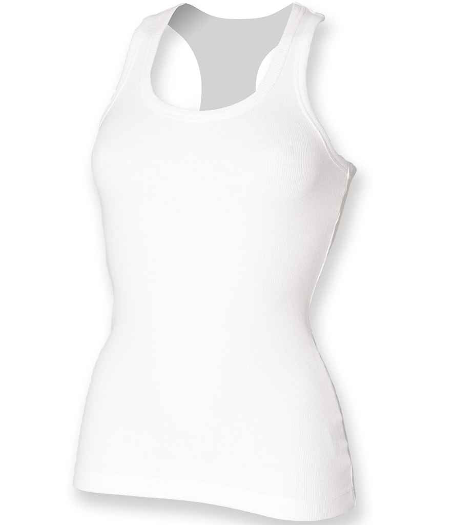 SF Clothing SK150 Ladies Stretch Rib Racer Back Vest in White