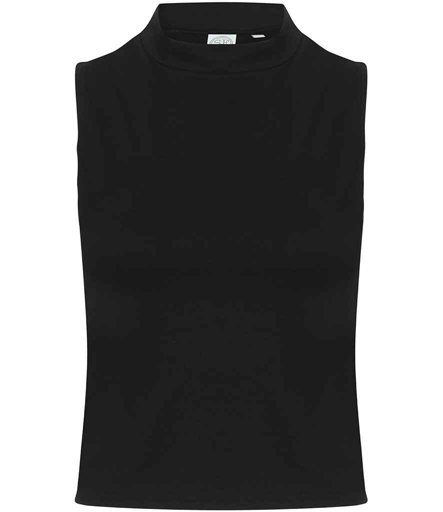 SF Clothing SK170 Ladies High Neck Crop Vest in Black
