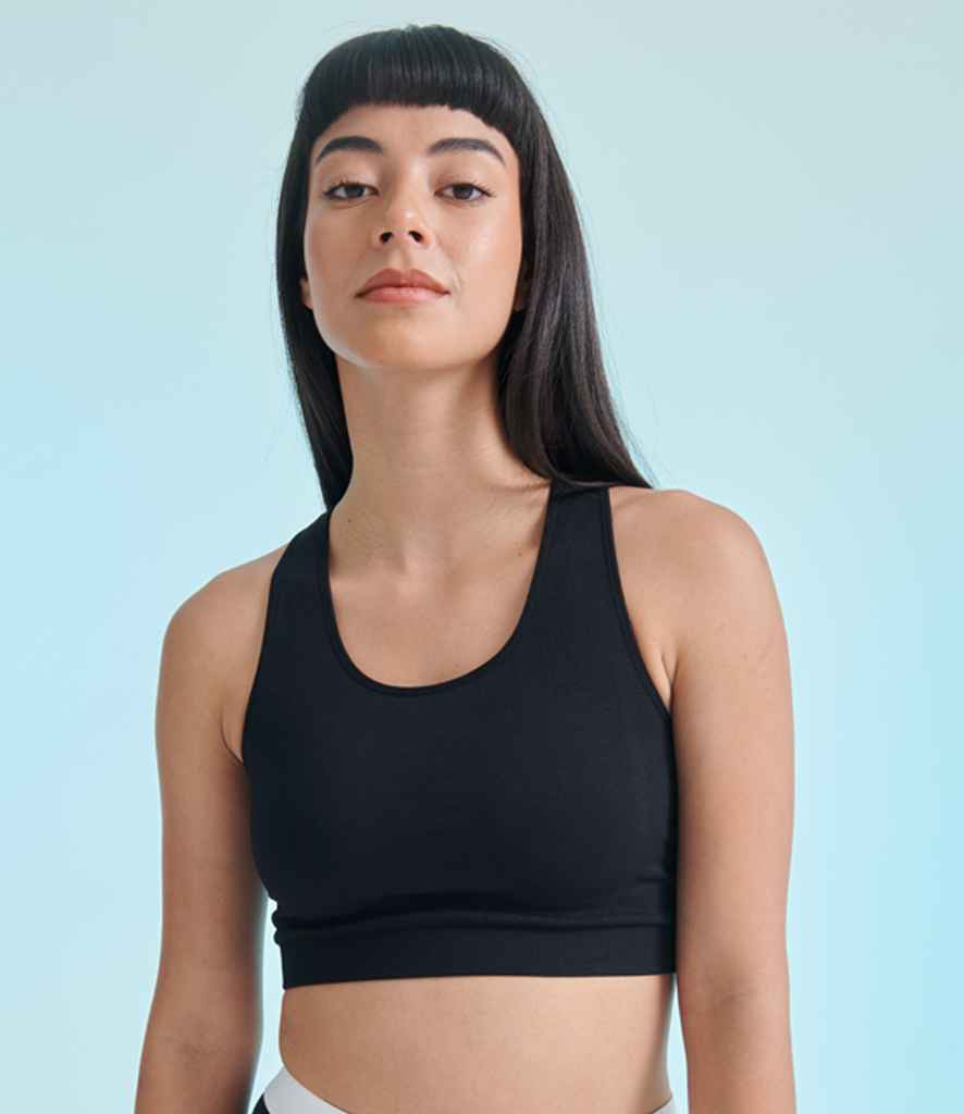 SF Clothing SK235 Ladies Workout Crop Top in Black
