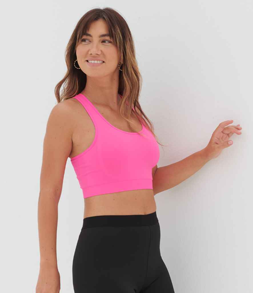SF Clothing SK235 Ladies Workout Crop Top in Neon Pink