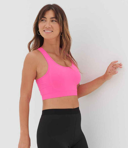 SF Clothing SK235 Ladies Workout Crop Top in Neon Pink