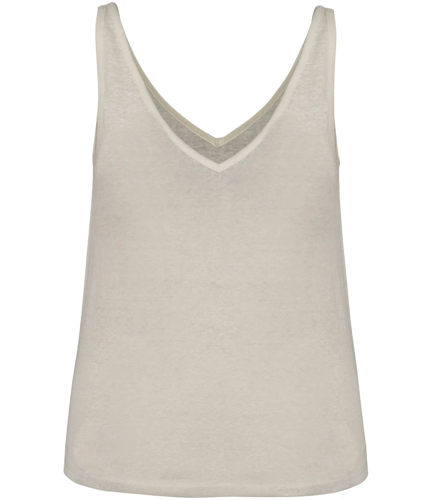 Spasso SP343 Ladies Linen Tank Top in Ivory