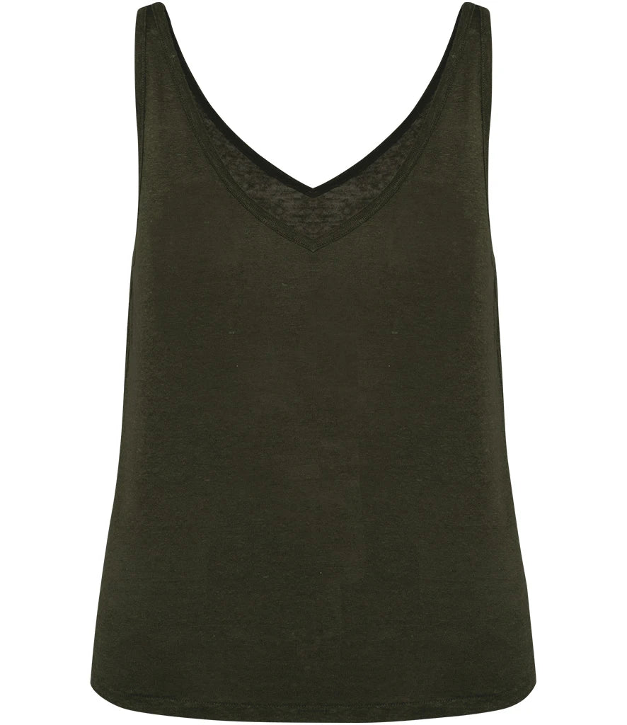 Spasso SP343 Ladies Linen Tank Top in Organic Khaki