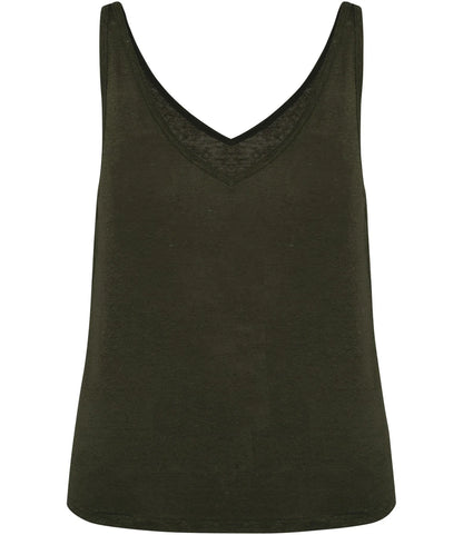 Spasso SP343 Ladies Linen Tank Top in Organic Khaki