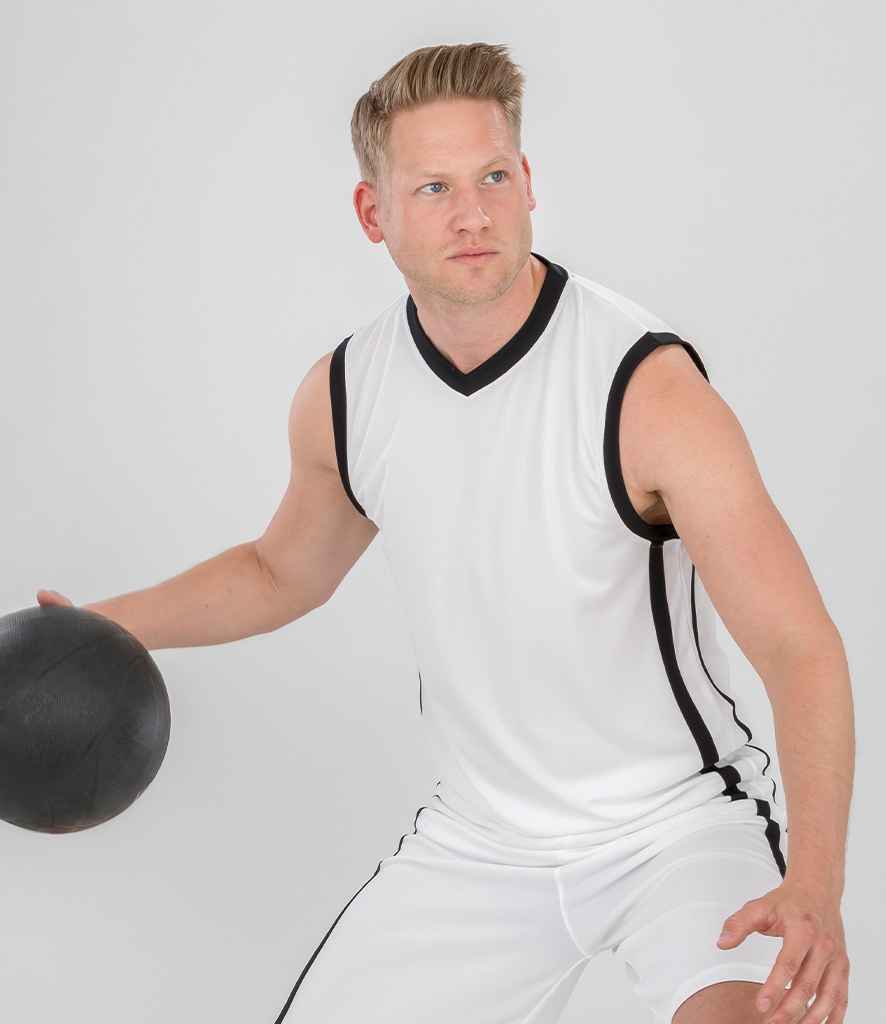 Spiro SR278M Basketball Top in White/Black
