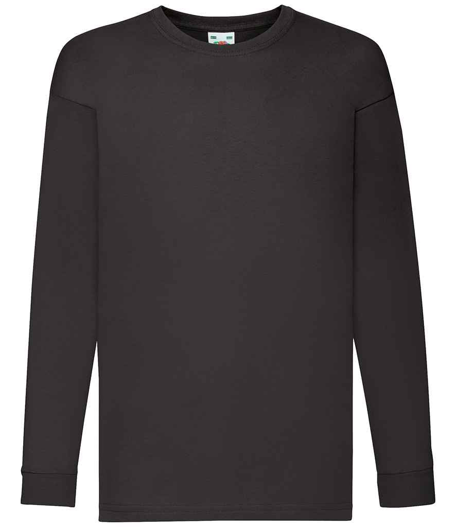 Fruit of the Loom SS21B Kids Long Sleeve Value T-Shirt in Black