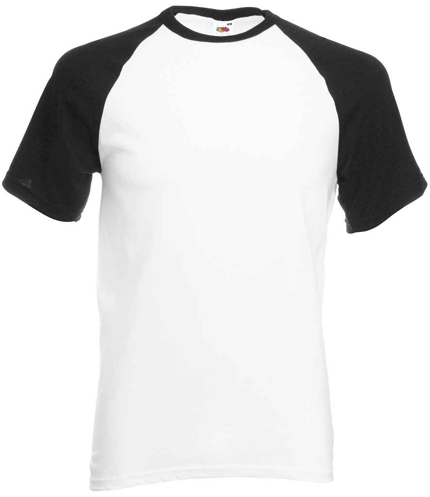 Fruit of the Loom SS31 Contrast Baseball T-Shirt in White/Black
