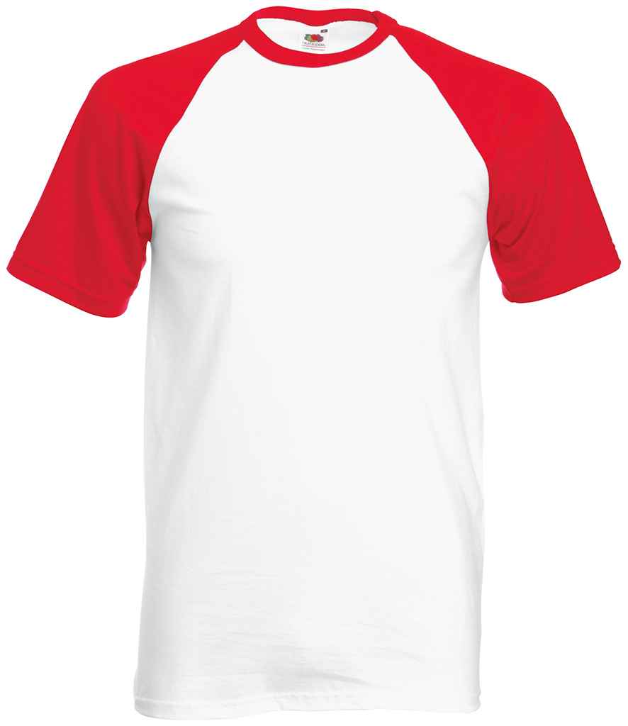 Fruit of the Loom SS31 Contrast Baseball T-Shirt in White/Red