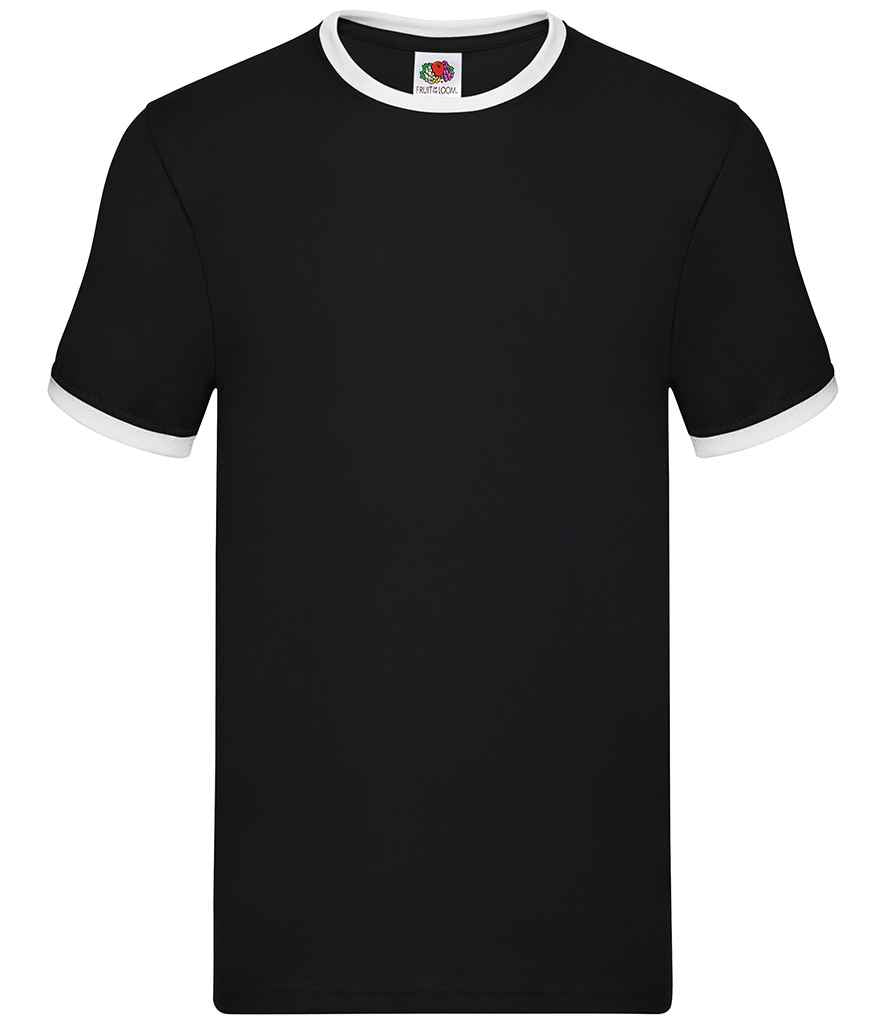 Fruit of the Loom SS34 Contrast Ringer T-Shirt in Black/White