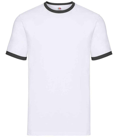 Fruit of the Loom SS34 Contrast Ringer T-Shirt in White/Black