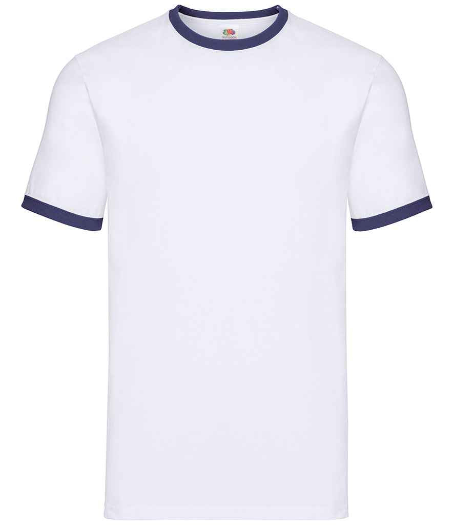 Fruit of the Loom SS34 Contrast Ringer T-Shirt in White/Navy