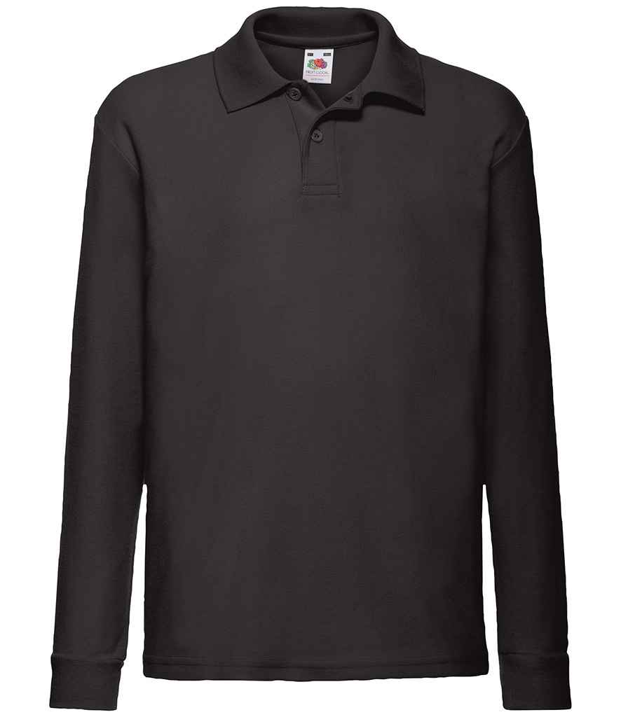 Fruit of the Loom SS45B kids long sleeve polo in Black