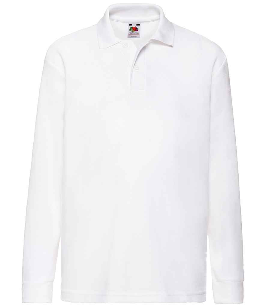 Fruit of the Loom SS45B kids long sleeve polo in White