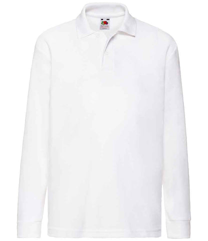 Fruit of the Loom SS45B kids long sleeve polo in White