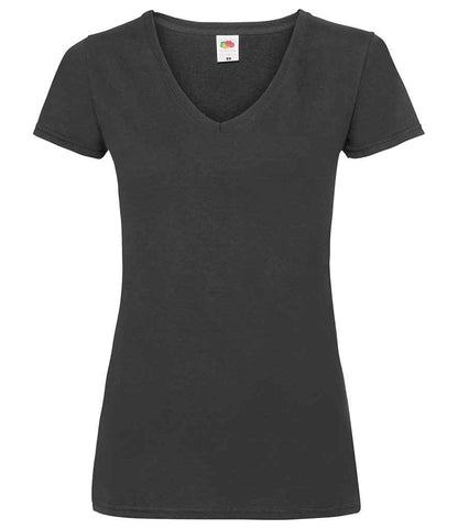 Fruit of the Loom SS702 Lady Fit Value V Neck T-Shirt in Black