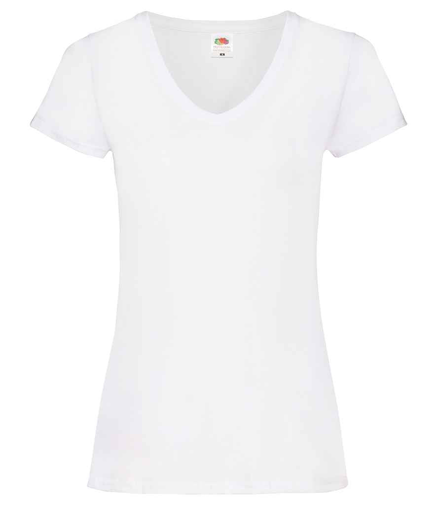 Fruit of the Loom SS702 Lady Fit Value V Neck T-Shirt in White