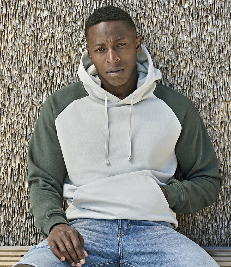 Tee Jays T5156 two-tone hooded sweatshirt in Cement/Dark Green