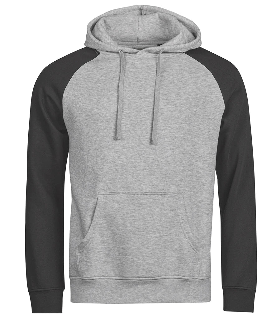 Tee Jays T5156 two-tone hooded sweatshirt in Heather Grey/Black
