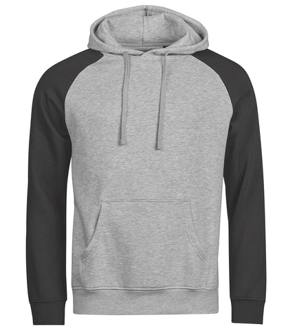 Tee Jays T5156 two-tone hooded sweatshirt in Heather Grey/Black
