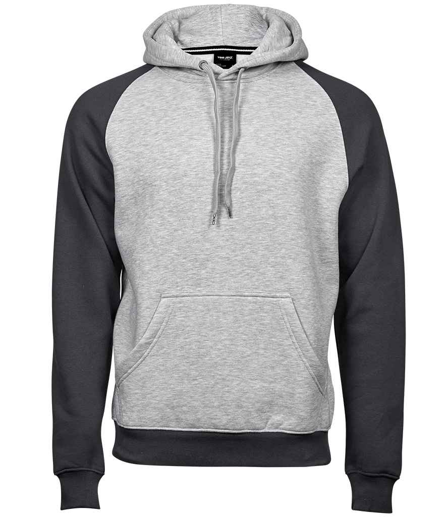 Tee Jays T5432 two tone raglan hoodie in Heather Grey/Dark Grey