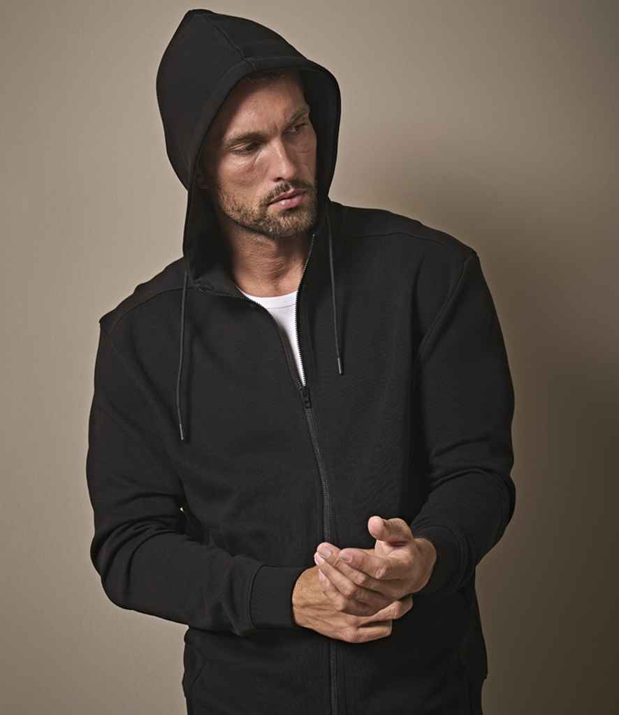 Tee Jays T5508 ribbed interlock full zip hoodie in Black