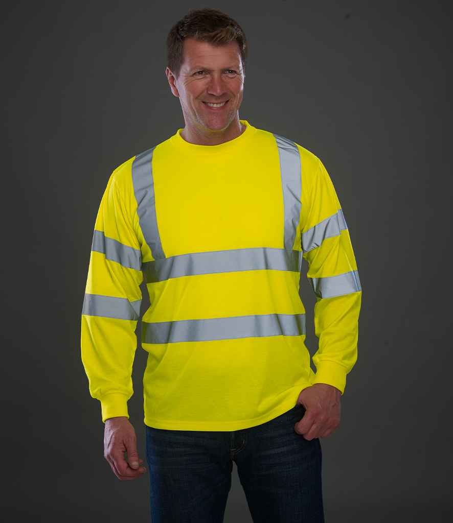 Yoko YK012 Hi-Vis Long Sleeve T-Shirt in Yellow