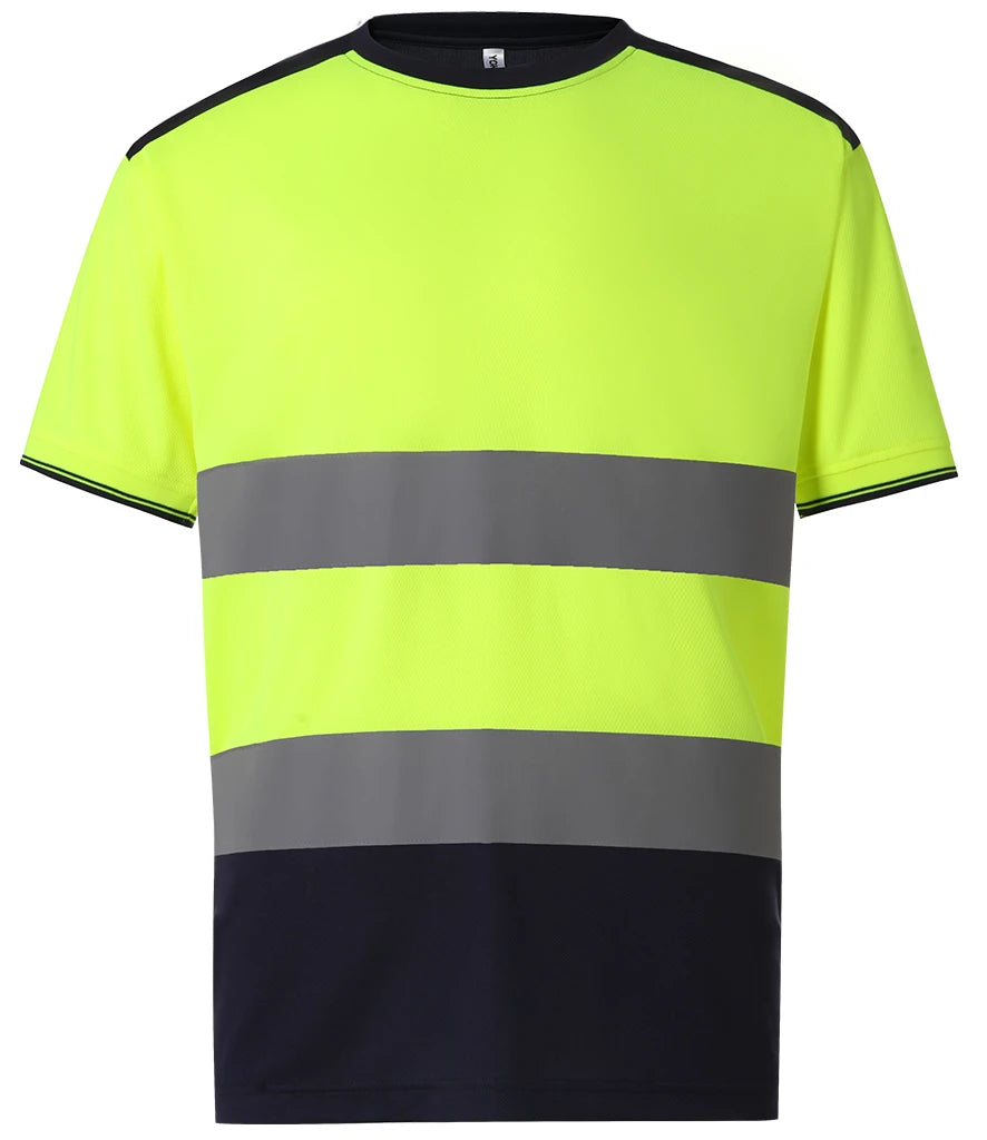 Yoko YK013 Hi-Vis Two Tone T-Shirt in Yellow/Navy