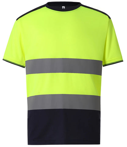 Yoko YK013 Hi-Vis Two Tone T-Shirt in Yellow/Navy