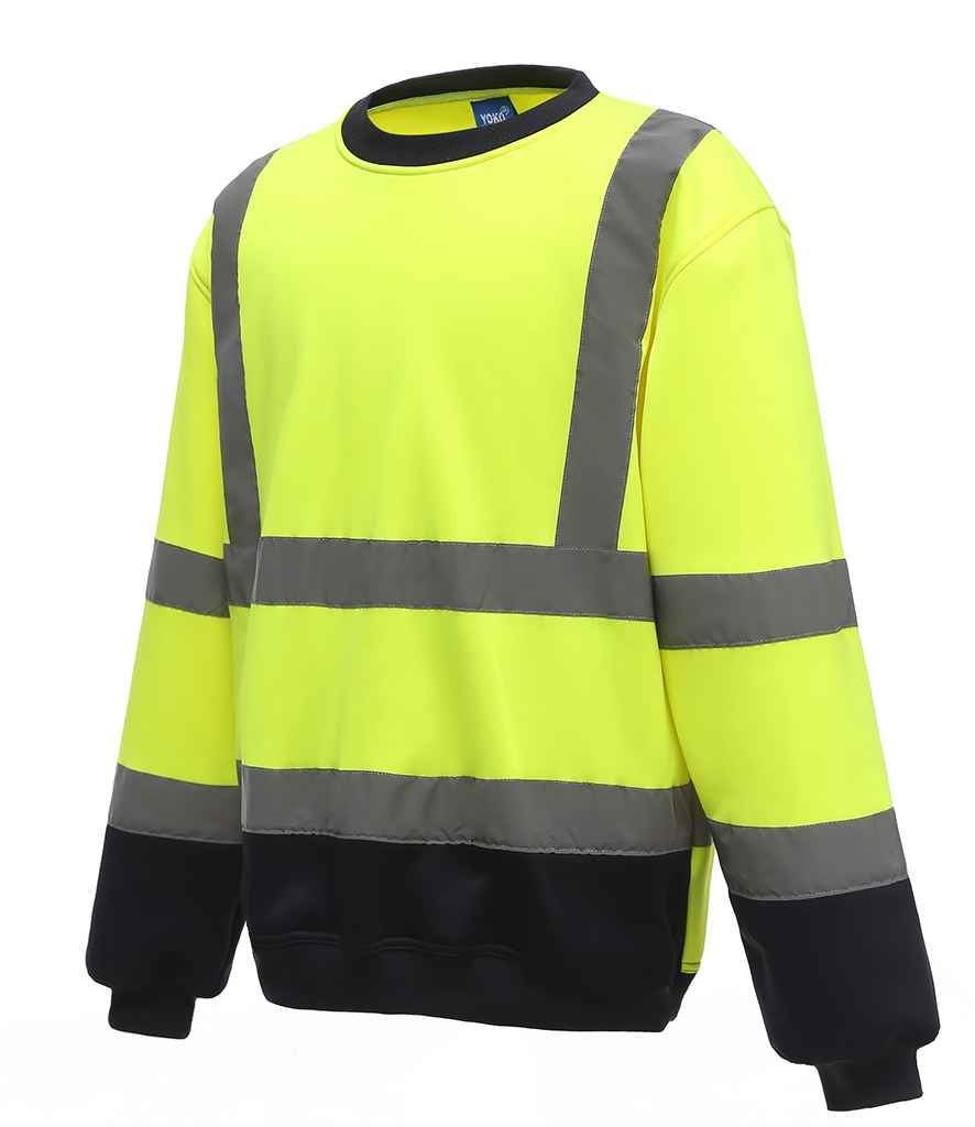 Yoko YK030 Hi-Vis Sweatshirt in Yellow/Navy