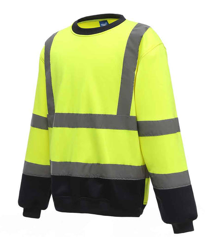 Yoko YK030 Hi-Vis Sweatshirt in Yellow/Navy