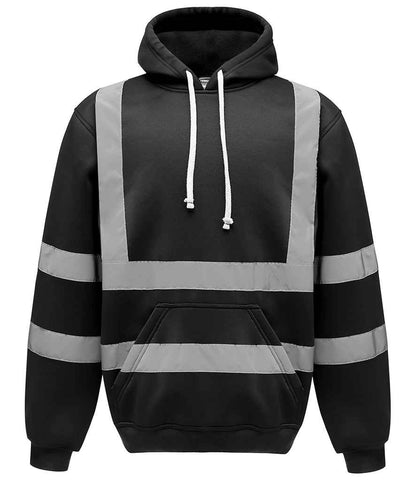 Yoko YK031 Hi-Vis Pull Over Hoodie in Black