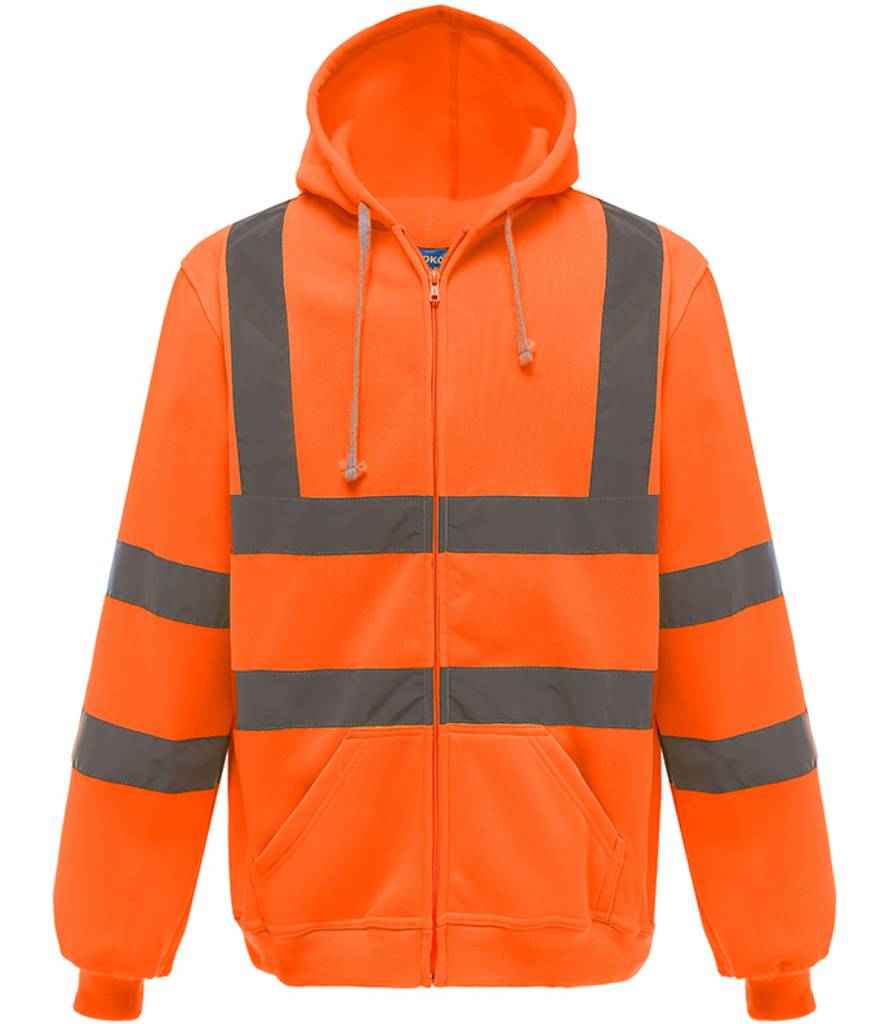 Yoko YK032 Hi-Vis Zip Hoodie in Orange
