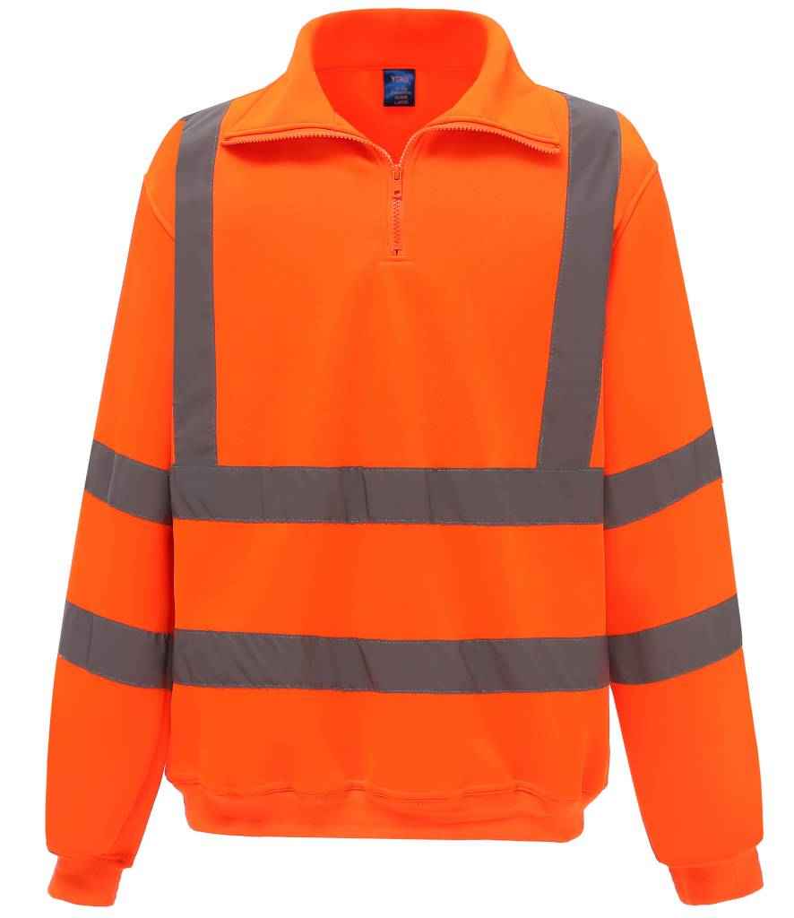 Yoko YK033 Hi-Vis Zip Neck Sweatshirt in Orange