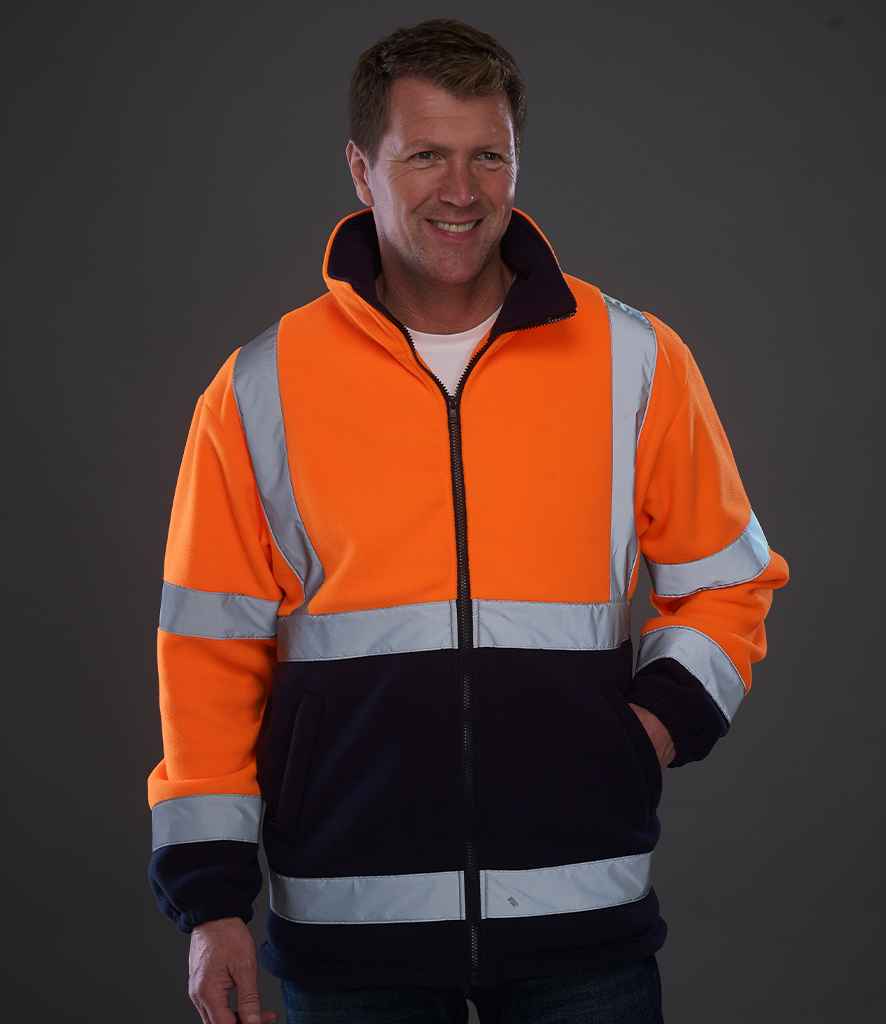 Yoko YK060 Hi-Vis Heavyweight Fleece Jacket in Orange/Navy