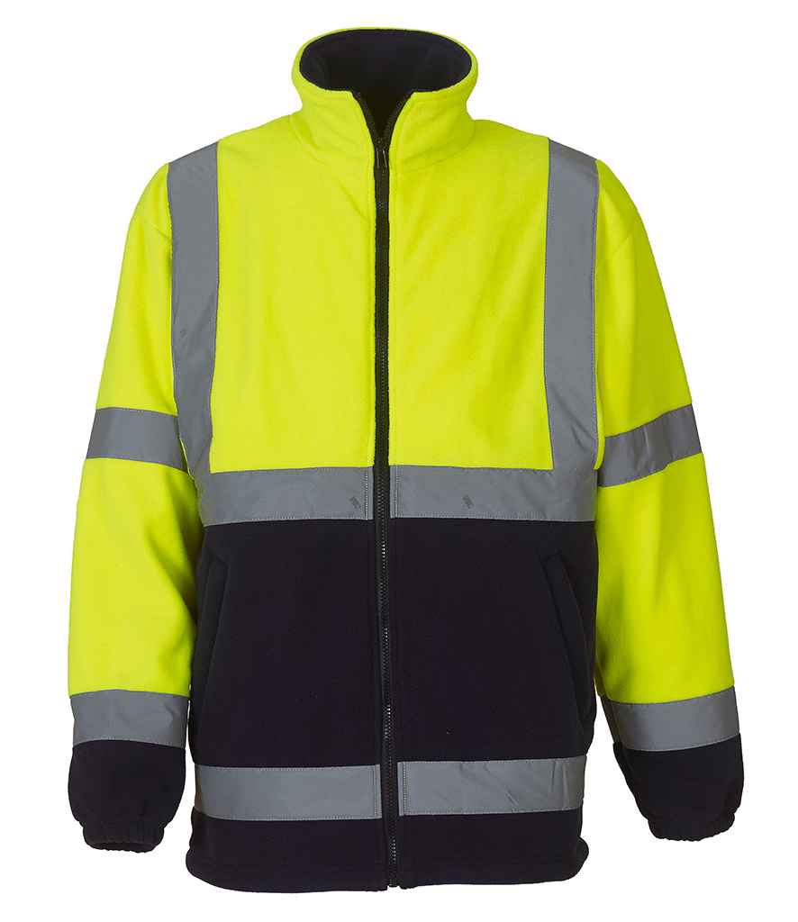 Yoko YK060 Hi-Vis Heavyweight Fleece Jacket in Yellow/Navy