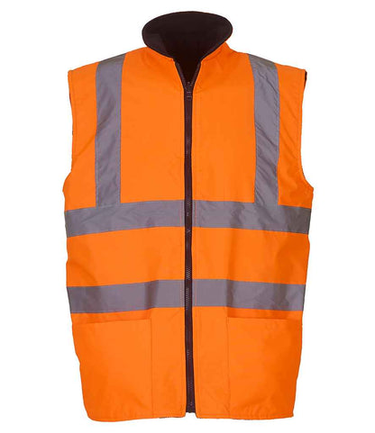 Yoko YK061 Hi-Vis Reversible Fleece Bodywarmer in Orange