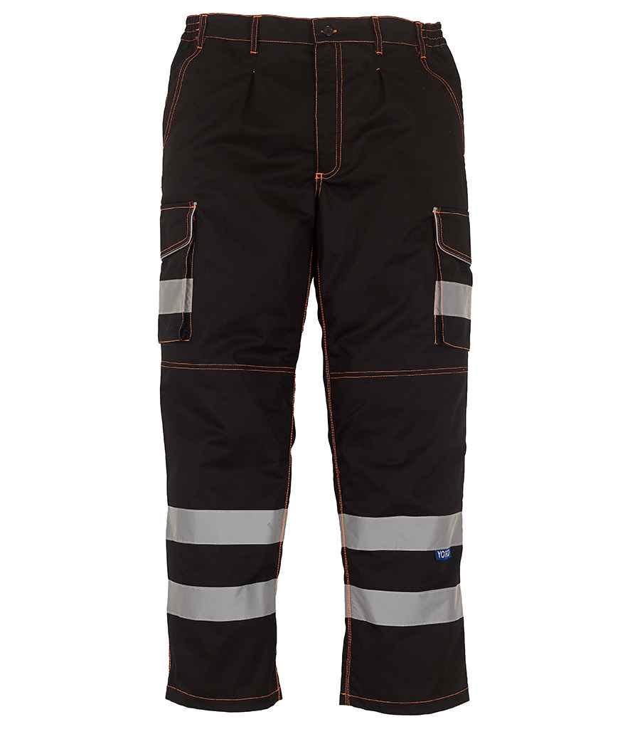 Yoko YK301 Hi-Vis Cargo Trousers with Knee Pad Pockets